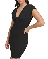 Siena Women's V-Neck Scuba Crepe Mini Bodycon Dress