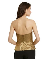 Mac Duggal Women's Metallic Lame Strapless Wrap Top With Bow Detail