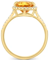 Effy Pear-Shape Citrine (3-3/8 ct. t.w.) & Diamond (1/6 ct. t.w.) Statement Ring in 14k Yellow Gold