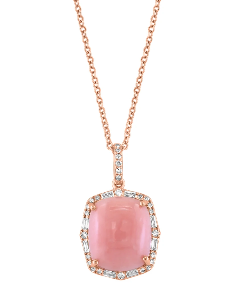 Effy Pink Opal (4-1/2 ct. t.w.) & Diamond (1/5 ct. t.w.) 18" Pendant Necklace in 14k Rose Gold