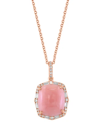 Effy Pink Opal (4-1/2 ct. t.w.) & Diamond (1/5 ct. t.w.) 18" Pendant Necklace in 14k Rose Gold