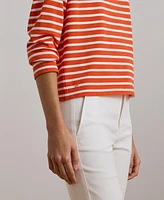 Lauren Ralph Women's Striped Cotton Jersey Boatneck Top