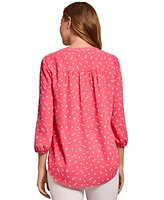 Jones New York Petite Kelly Heart-Print 3/4-Sleeve Top