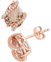 Effy Pear-Shape Morganite (2-5/8 ct. t.w.) & Diamond (1/8 ct. t.w.) Stud Earrings in 14k Rose Gold