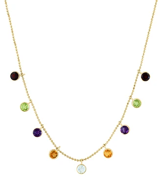 Effy Multi-Gemstone (2-1/3 ct. t.w.) Charm Statement Necklace in 14k Yellow Gold, 18" + 1" extender