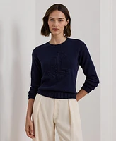 Lauren Ralph Women's Anchor-Logo Combed Cotton Sweater