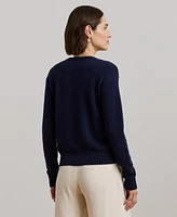 Lauren Ralph Women's Anchor-Logo Combed Cotton Sweater