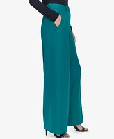 Halston Women's Double-Pleated Mid-Rise Wide-Leg Pants