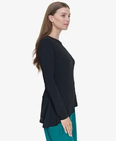 Halston Women's Long-Sleeve Asymmetric-Hem Top