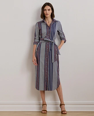 Lauren Ralph Women's Striped Cotton Broadcloth Shirtdress