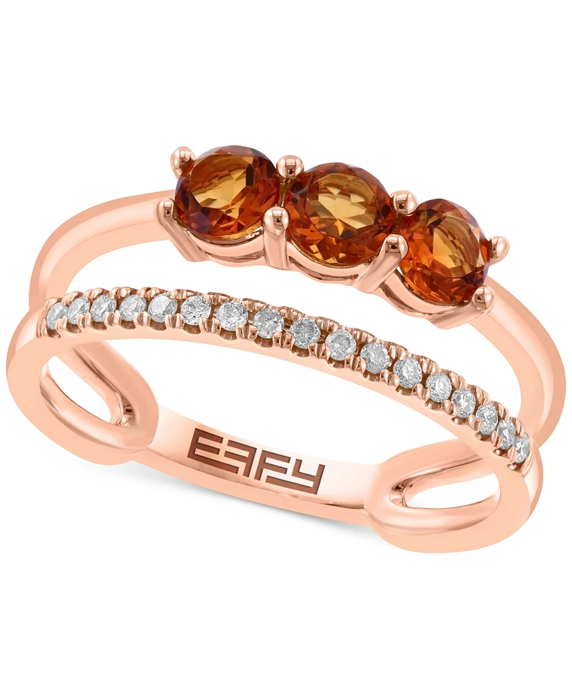 Effy Citrine (5/8 ct. t.w.) & Diamond (1/10 ct. t.w.) Split Ring in 14k Rose Gold