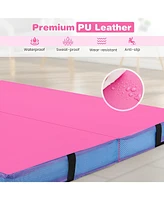 Skonyon 4ft x 4ft x 4in Bi-Folding Gymnastic Tumbling Mat with Handles and Cover-Pink