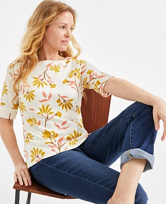 Style & Co Women's Printed Elbow-Sleeve Top, Exclusively at Macy's