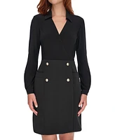 Tommy Hilfiger Women's Novelty Mixed-Media Dress