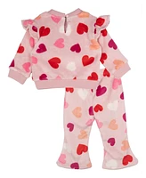 Rare Editions Baby Girl Heart Print Top And Pant, 2-Piece Set