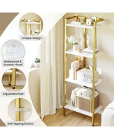 gaomon 4 Tier Bookshelf, Gold Narrow Bookshelf with Metal Frame, Small Bookshelf with Open Display Shelves, Bookcase