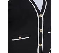 Karl Lagerfeld Paris Plus V-Neck Button-Front Cardigan, Exclusively at Macy's