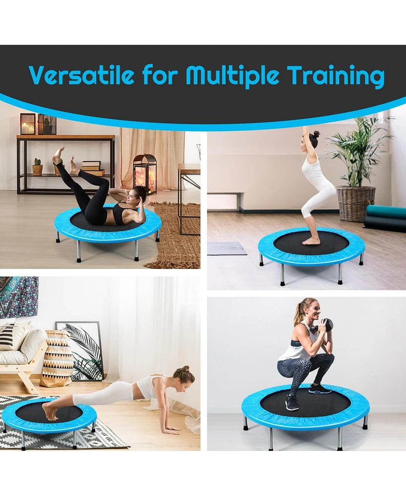 Gymax 38'' Folding Mini Trampoline Fitness Rebounder w/ Safety Pad Pink