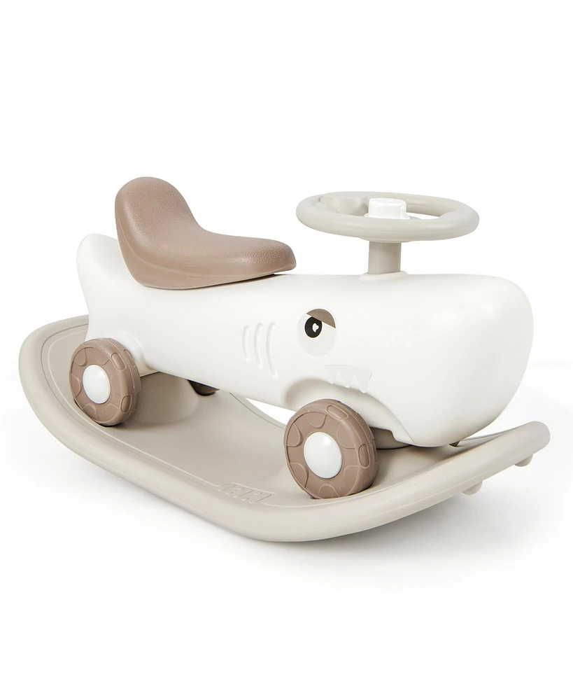 Hongge Convertible Rocking Horse and Sliding Car with Detachable Balance Board-White