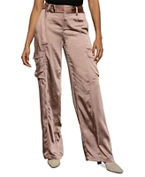 Sanctuary Women's Satin Wide-Leg Cargo Pants