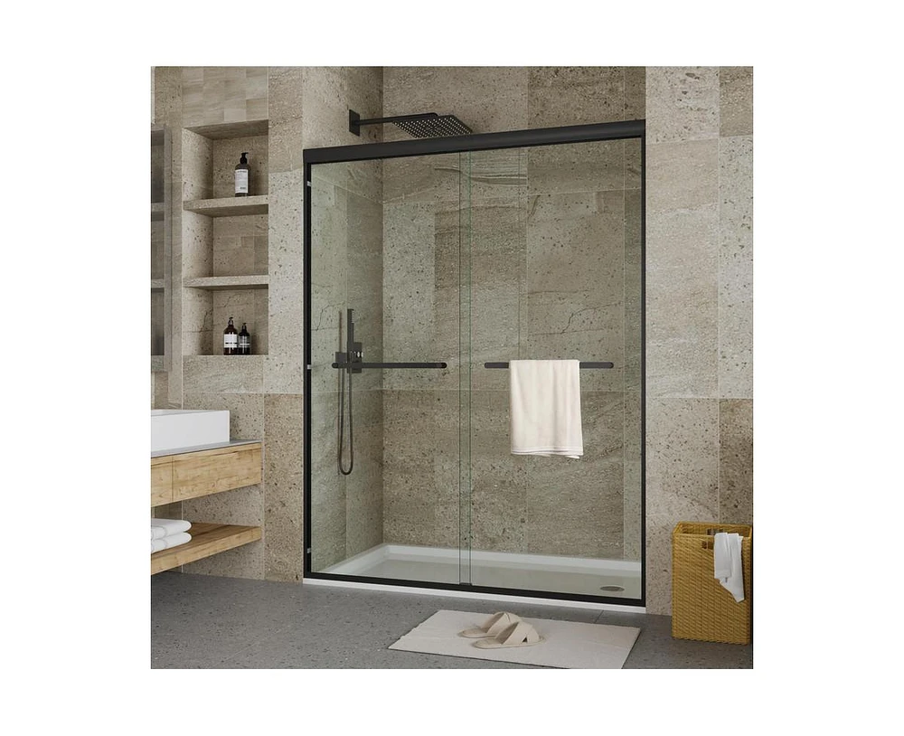 gaomon Frameless Sliding Shower Door,56-60" W x 72" H Double Sliding Shower Door, 5/16" (8mm) Thick Sgcc Tempered Glass - Explosion