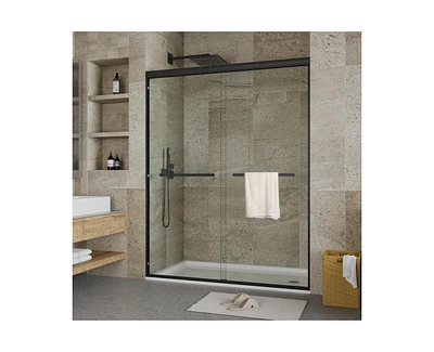 gaomon Frameless Sliding Shower Door,56-60" W x 72" H Double Sliding Shower Door, 5/16" (8mm) Thick Sgcc Tempered Glass