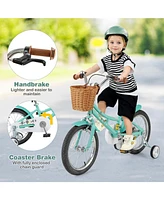 Hongge 16 Inch Kids Bike Bicycle with Training Wheels and 2 Brake System Ages 4-7 Years Old-16 inches