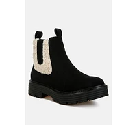 London Rag Mothman Faux Fur Detail Chunky Ankle Boots