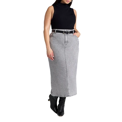 Eloquii Plus Size Denim Midi Skirt