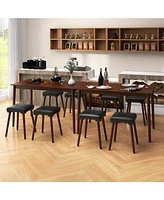 Sugift 5 Piece Dining Table Set for 4 with 4 Upholstered Stools and Rubber Wood Legs