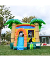 HeroKiddo Tropical Breeze Commercial Grade Bounce House with Slide for Kids and Adults (with Blower) Basketball Hoop Inside, All-Season, Outdoor Indoo