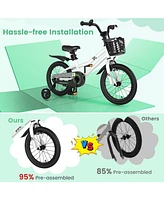 Hongge 16 Inch Kids Bike with Removable Training Wheels-Black & White