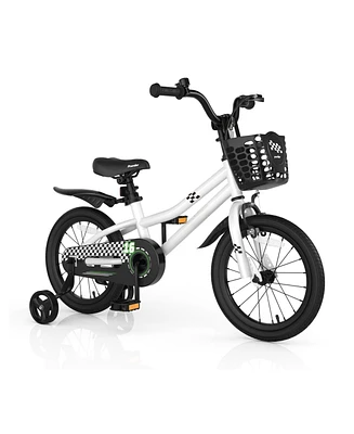 Hongge 16 Inch Kids Bike with Removable Training Wheels-Black & White