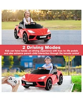 Hongge 12V Electric Kids Ride On Car Licensed Chevrolet Corvette C8 with Remote Control Ages 3+ Years Old