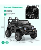 Hongge 12V Kids Ride-On Truck with Remote Control, Threaded Wheels, and 3 Speeds
