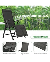 Inolait Outdoor Folding Lounge Chair with 7 Adjustable Backrest and Footrest Positions