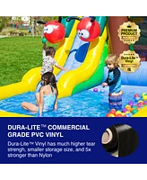 JumpOrange Caterpillar Water Slide Bounce House Inflatable with Splash Pool for Kids and Toddlers (with Blower), Basketball Hoop, Backyard Water Park,