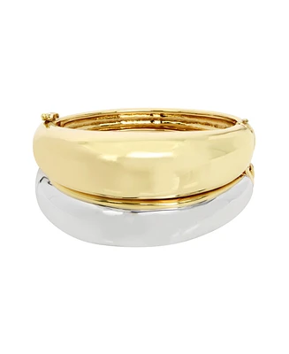 Robert Lee Morris Soho Two Tone Ribbed Statement Bangle Bracelet