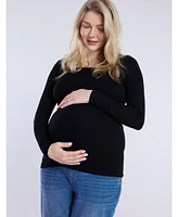 Women's Square Neck Rib Knit Long Sleeve Maternity Tee - Motherhood