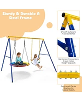 Sugift 660 Lbs Extra-Large A-Shaped Swing Stand with Anti-Slip Footpads (Without Seat)