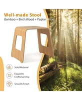 Sugift 4-Pack Stackable Bamboo Stool with Anti-skid Foot Pads