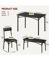 gaomon Dining Table Set for 4, Kitchen Table and Chairs for 4, Rectangular Kitchen Table Set , Dining Room Table Set,Black