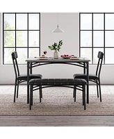 gaomon Dining Table Set for 4, Kitchen Table and Chairs for 4, Rectangular Kitchen Table Set , Dining Room Table Set,Grey