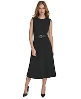 Halston Women's Scuba-Crepe Belted Midi Dress