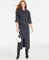 On 34th Women's Braided-Trim Trucker Denim Jacket, Exclusively at Macy's