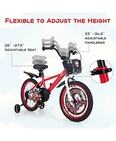 Hongge 16/18 Inch Kids Bike Adjustable with Storage Basket and Double Brake for 4-8 Years Old