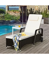 Inolait Outdoor Recliner Cushioned Chaise Lounge with Adjustable Backrest