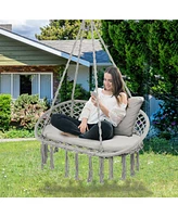 Vebreda 2 Person Hanging Hammock Chair with Cushion Macrame Swing