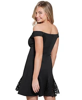 Guess Women's Hazel Lace-Trim Off-The-Shoulder Fit & Flare Dress