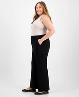 Ak Anne Klein Plus Pull-On Wide-Leg Pants